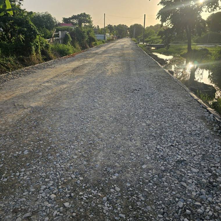 Crusher run graded on a finished road