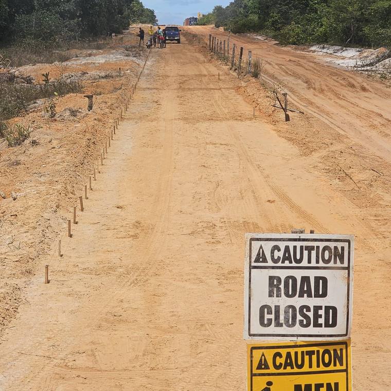 Site set out with stakes before works begin